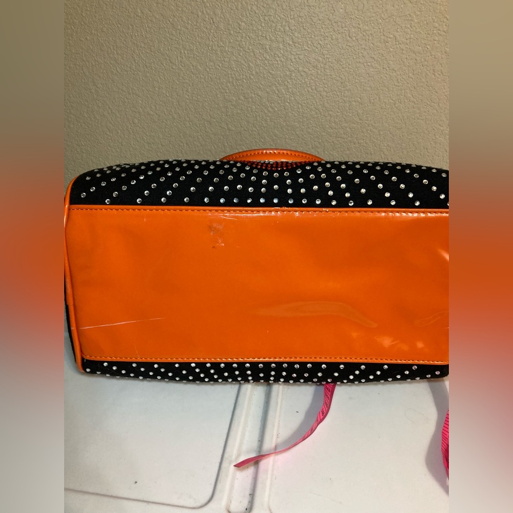 Studded Skull Satchel Handbag - Orange and Black by Lany by You - Picture 9 of 12